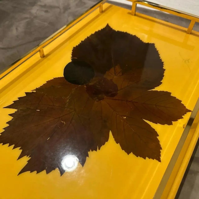 1960s 1960s Mid-Century Modern Lacquered Wood and Brass Italian Serving Tray For Sale - Image 5 of 13