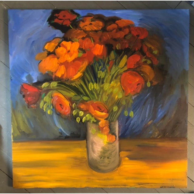 Original Contemporary Alexandra Brown Still Life With Poppies Oil Painting 36 X 36 For Sale In Philadelphia - Image 6 of 6
