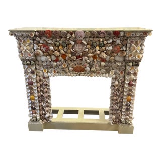 Vintage Handmade Fireplace Surround W/Seashells For Sale