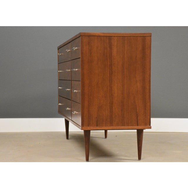 Mid-Century Modern 1960s Refinished 57” Walnut Biscayne Dresser by Drexel For Sale - Image 3 of 10