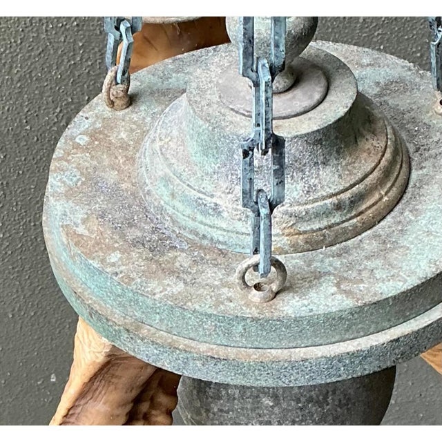Vintage Horn Motif Metal Hanging Light For Sale - Image 9 of 12