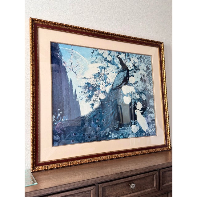 Vintage Oversized Framed Jessie Arms Botke "White Peacock" Print For Sale - Image 6 of 12