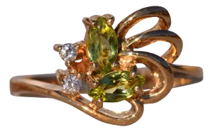 The Margarita: Peridot and Natural Diamond Sweeping Ring in Yellow Gold