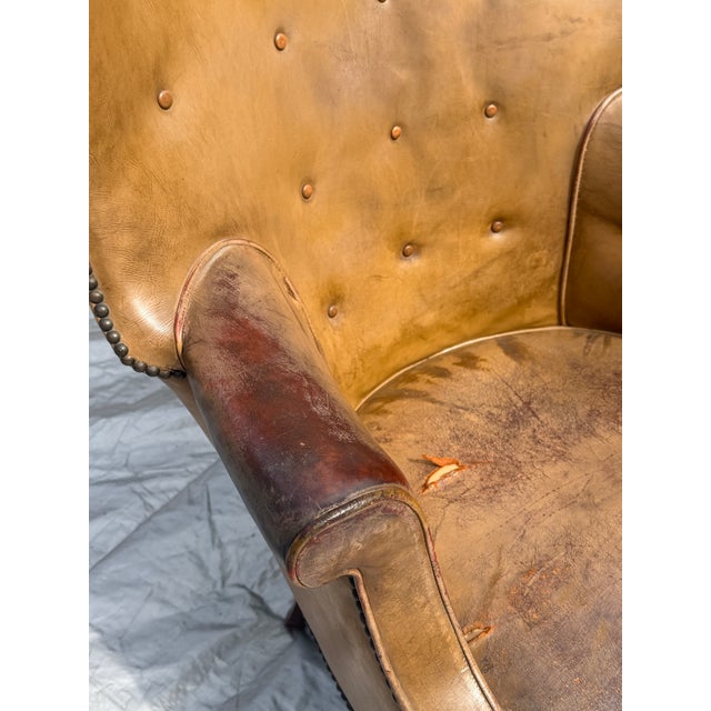 Mid 19th Century Napoleon III / Regency Leather Wing Chair For Sale In New York - Image 6 of 9