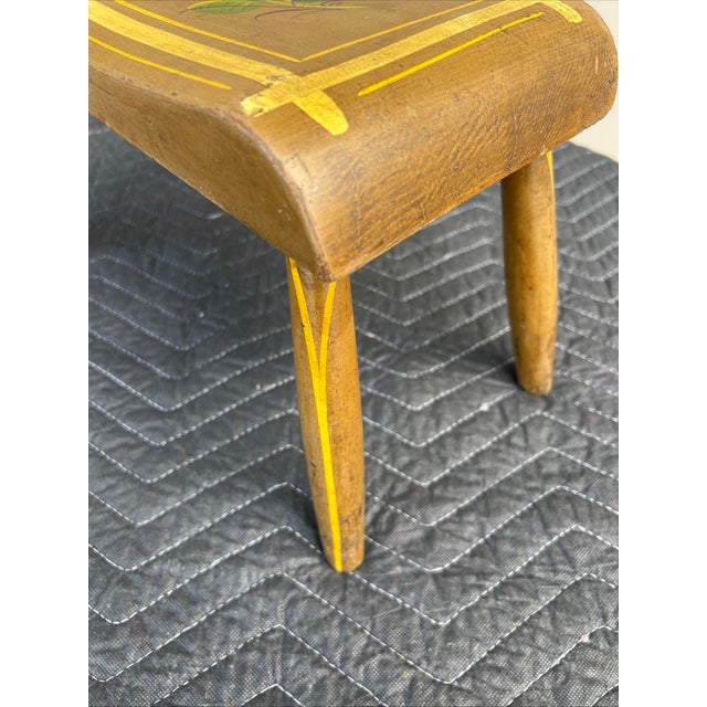 Paint Antique Pennsylvania Folk Art Paint Decorated Plank Seat Footstool 1850’s For Sale - Image 7 of 12