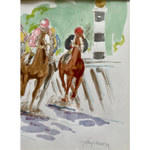 Horse Racing Watercolor by Jay Moore From 80's For Sale In Miami - Image 6 of 10