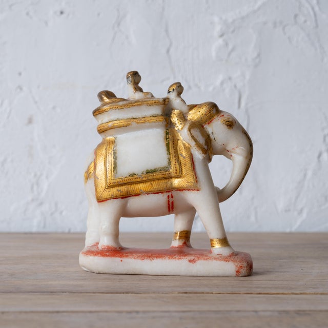 Indian Gilt Alabaster Elephant, 19th Century For Sale - Image 4 of 8