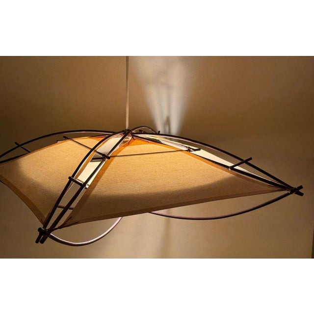 Mid-Century Modern Architectural Ceiling Light in Bamboo and Textile, 1970s For Sale - Image 13 of 16
