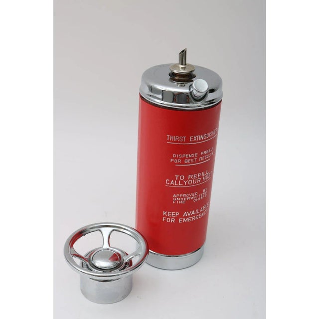 Red Mid-Century Modern Musical Decanter Red Fire Extinguisher Form For Sale - Image 8 of 10