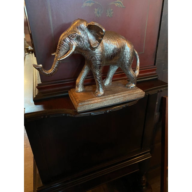 Silver Plated Metal Elephant For Sale - Image 4 of 6