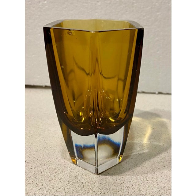 Vintage 1970s Amber Art Glass Small Vase For Sale In Boston - Image 6 of 6