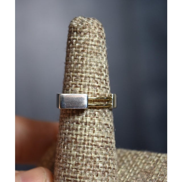 Vintage Artisan Hand Crafted Sterling Silver 14k Gold Modern Ring Sz 5.75 For Sale - Image 15 of 17