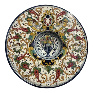 Italian Hand Painted Round Ceramic Wall Plate
