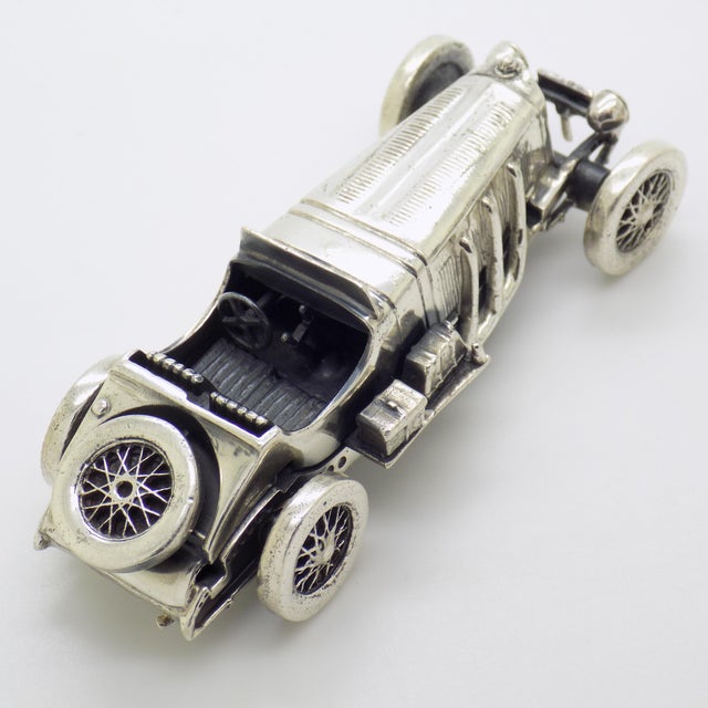 Silver Vintage Italian Handmade Genuine Sterling Silver 925 Mercedes SSKL Classic Car Figurine, 1980s For Sale - Image 8 of 16