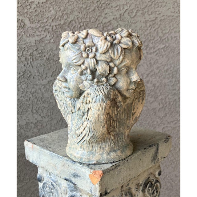 Late 20th-Century Enchanting Châteaucore-Style Three-Faced Cherub Candle or Plant Holder For Sale - Image 13 of 18
