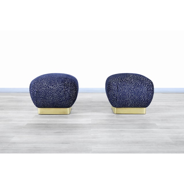 Mid-Century Modern Vintage Marge Carson Brass Stools/Ottomans - A Pair For Sale - Image 3 of 11