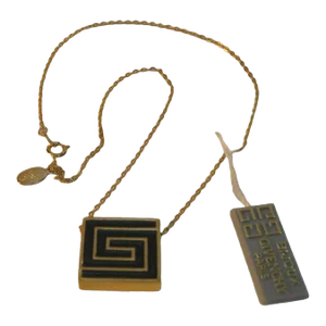 Vintage Givenchy Black Enamel Logo Signature Enhancer Necklace