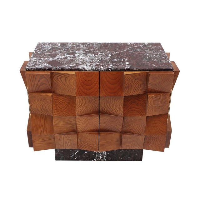 Modern Sideboards in Wood with Burgundy Marble Top, Italy, 2000, Set of 2 For Sale - Image 3 of 12
