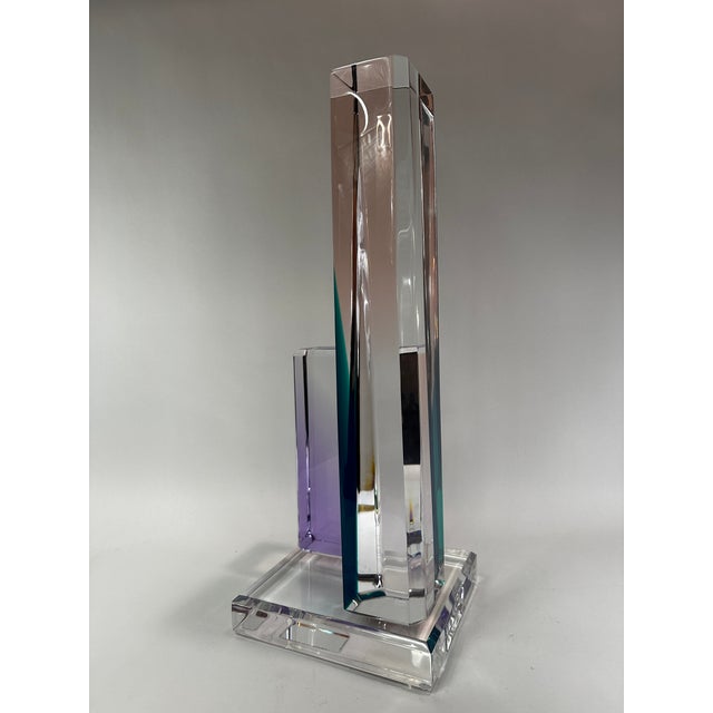 Shlomi Haziza 1990s Lucite Tower Sculpture by Shlomi Haziza - Signed For Sale - Image 4 of 11