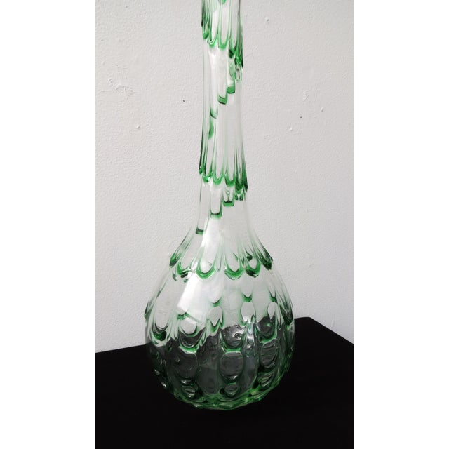 1960s Emerald Green and Clear Vintage Italian Murano Art Glass Vase, McM, Ca. 1960's. For Sale - Image 5 of 6