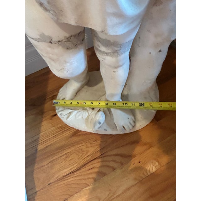 Emil Wolff Carved Marble Child Young Girl Flower 1800s Sculpture For Sale - Image 9 of 13