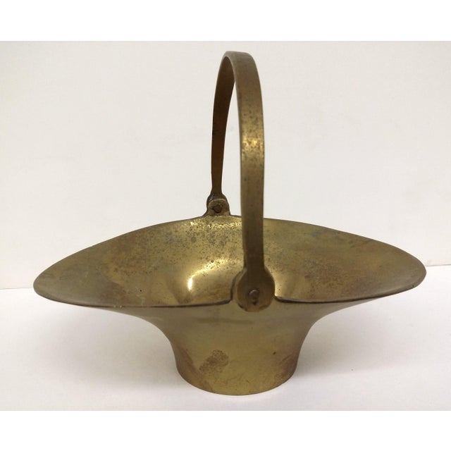 Vintage Solid Brass Basket With Handle Chairish