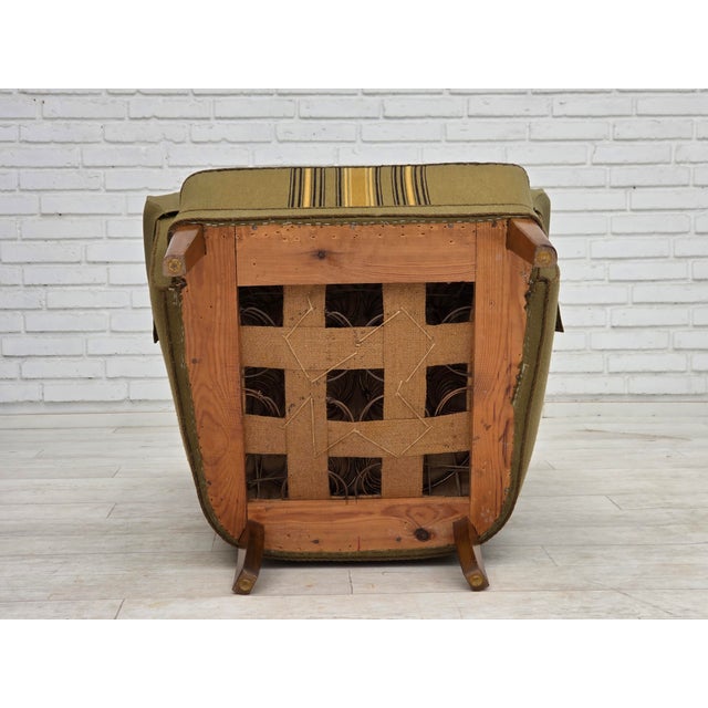 Danish Highback Armchair in Green Furniture Wool, 1960s For Sale - Image 15 of 18