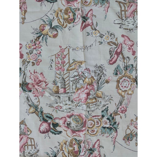 Chinoiserie Toile Fabric 1.27 Yards For Sale In Charlotte - Image 6 of 14