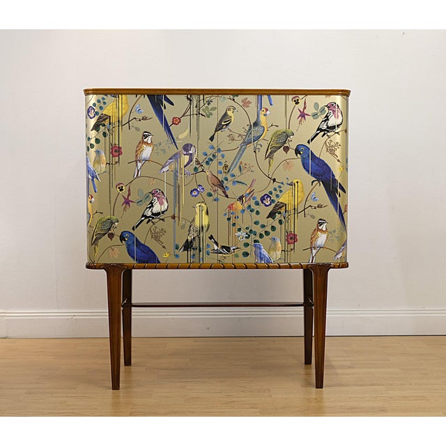 Swedish Gold Cabinet with Christian Lacroix Wallpaper, 1950s For Sale - Image 11 of 11