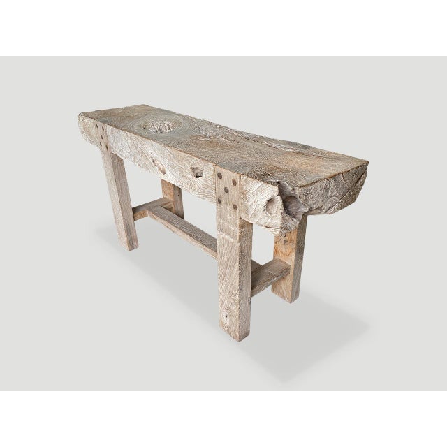 Contemporary Andrianna Shamaris Impressive Teak Wood Log Style Console Table For Sale - Image 3 of 18