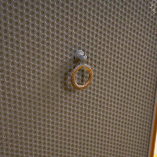 Discover a unique design piece with this vintage wardrobe, featuring elegant dark brown upholstery and a distinctive...