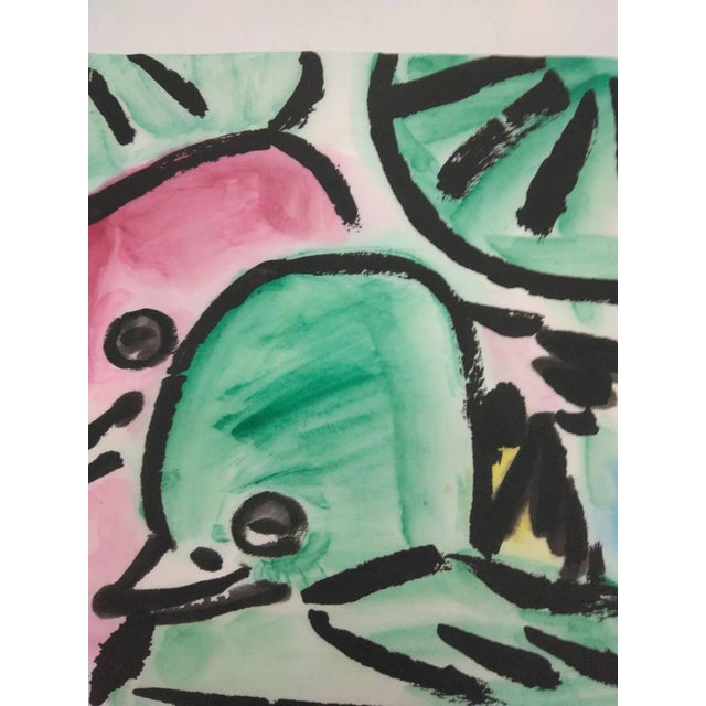 Chinese Watercolor Mandarin Ducks on Xuan Paper by Wang Zhenzhou For Sale - Image 6 of 6