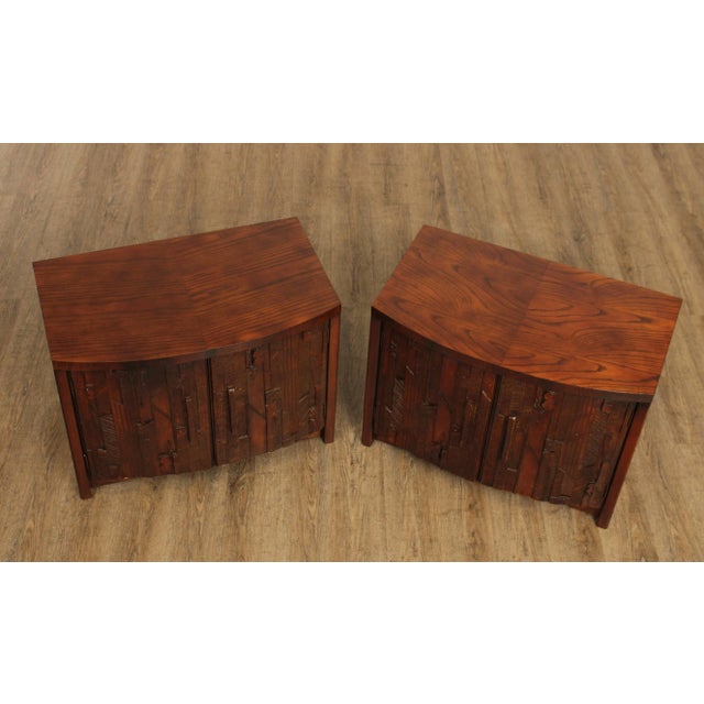 High Quality Vintage Paul Evans Influenced Pair of Oak Cabinet Nightstands, by Lane (Not Labeled)