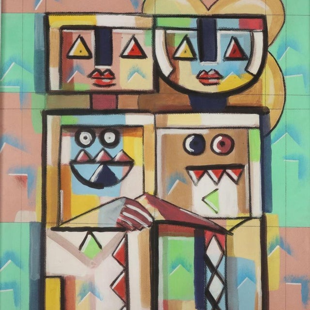 Ibrahim Kodra, The Couple, Oil on Canvas, Framed For Sale - Image 3 of 12