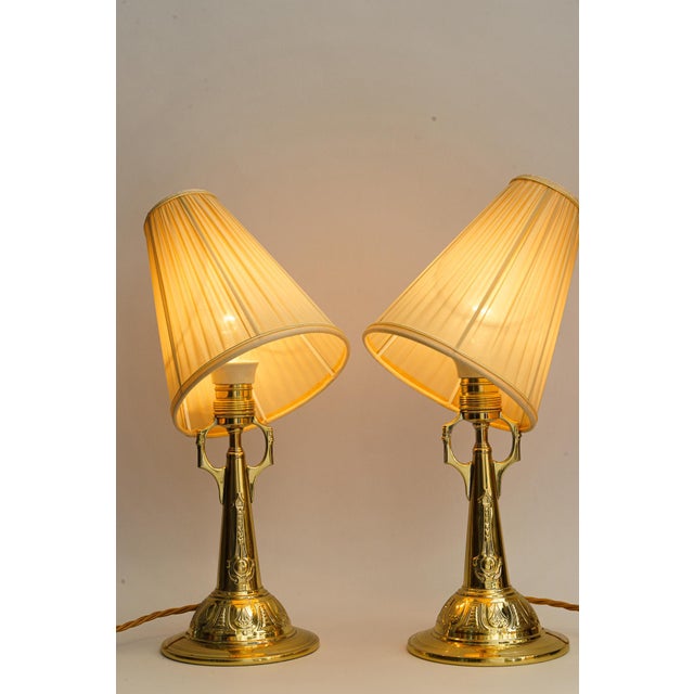 Art Deco Table Lamps with Fabric Shades, 1920s, Set of 2 For Sale - Image 6 of 15