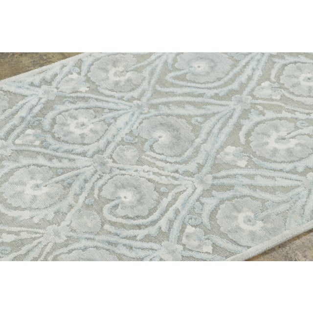 2020s Contemporary Block Print Floral Natural Silk Runner by Rug & Kilim, India For Sale - Image 5 of 8