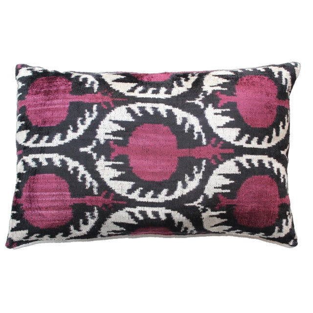 Contemporary Handmade Velvet Ikat Pillow For Sale - Image 13 of 13
