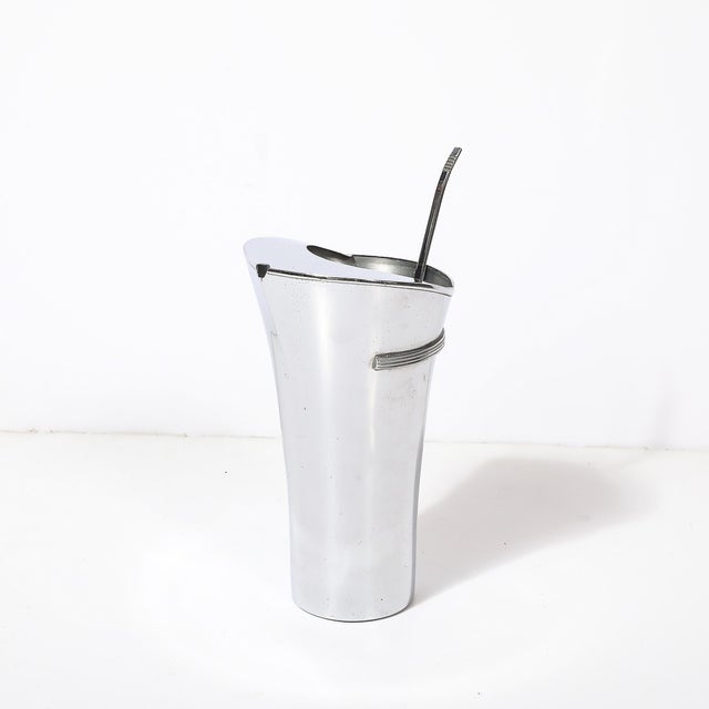 Chase Brass and Copper Company 1930s Art Deco "Viking" Chrome Cocktail Pitcher by Walter Von Nessen for Chase For Sale - Image 4 of 14