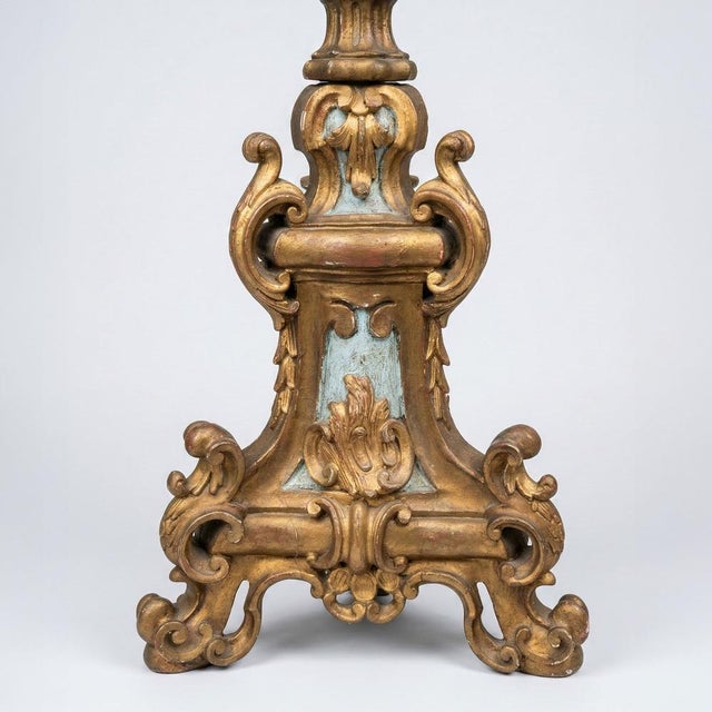 Large Rococo Style Carved Wooden Floor Lamp, 1800s For Sale - Image 9 of 11