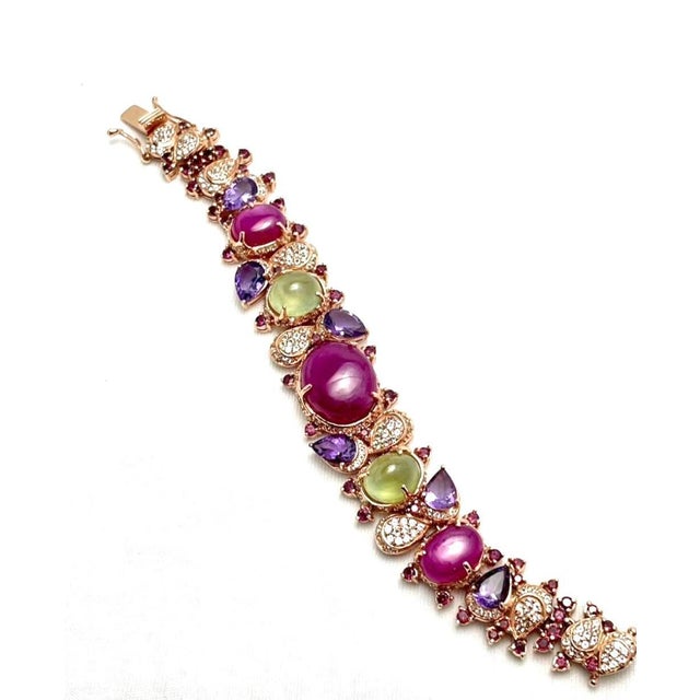 Art Deco Bochic “Capri” Vintage Ruby, Sapphire, Amethyst, Aquamarine & Peridot Necklace For Sale - Image 3 of 18