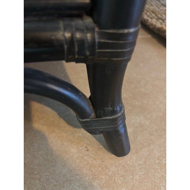 A Beautifully Restored Vintage Black Bamboo and Rattan Three-Tier Side Table, Circa 1970's-80's. Modern Design Era. For Sale - Image 4 of 7