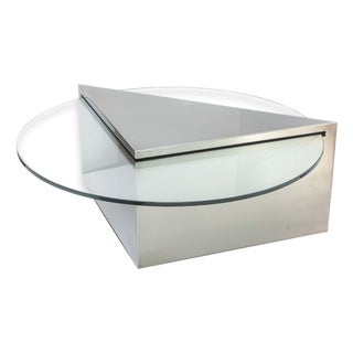 J Wade Beam for Brueton Cantilevered Glass and Steel Postmodern Coffee Table For Sale