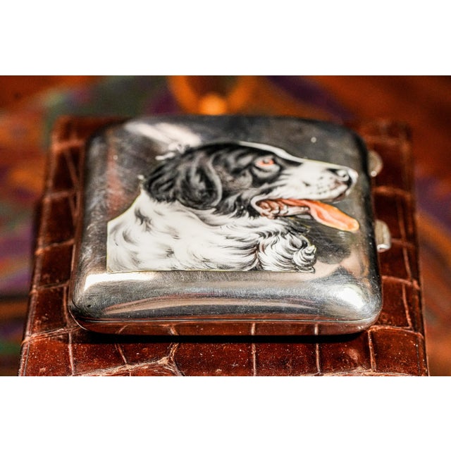 Fantastic Hand Painted Enamel Springer Spaniel Dog 800 Silver Antique Cigarette Case Holder Tobacciana For Sale - Image 15 of 18