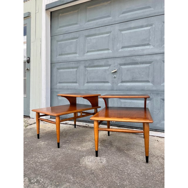 Pair of Lane Acclaim Two-Tier Side Tables. Beautiful pair of mid-century classic side tables. A two-tiered pairDovetail...