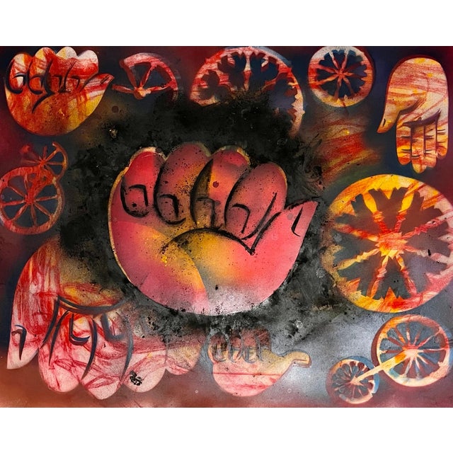 Mason Rader, Surrealist Spray Paint Painting Mixed Media Rope Burn Mason Rader Street Art, 1995 For Sale