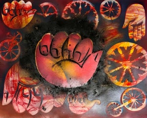 Mason Rader, Surrealist Spray Paint Painting Mixed Media Rope Burn Mason Rader Street Art, 1995