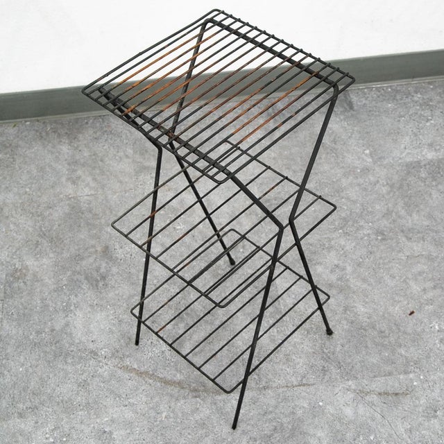 Mid Century Modern Plant Stand Metal Wrought Iron Vintage Outdoor Indoor 3 Tier For Sale - Image 12 of 12