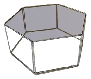 Glass and Hexagonal Chrome Coffee Table