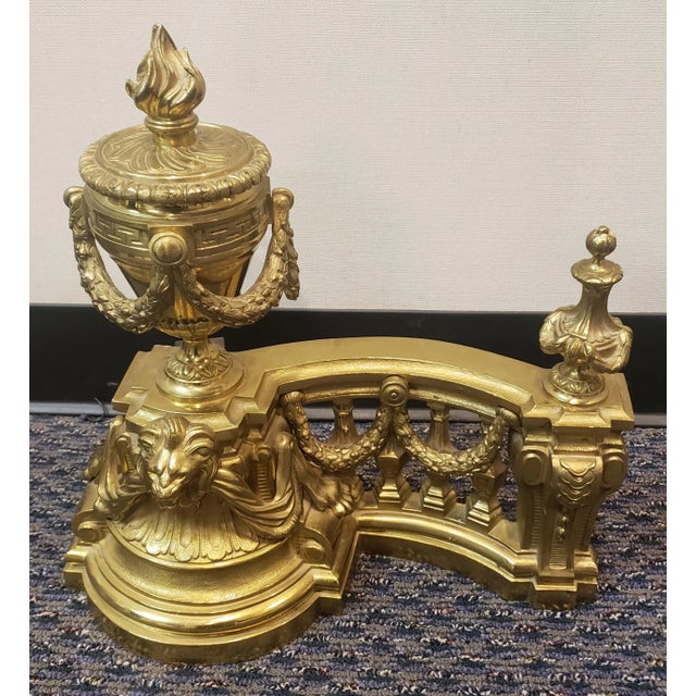 Metal Pair of Antique French 18th Century Gilt Bronze Chenets / Firedogs For Sale - Image 7 of 10