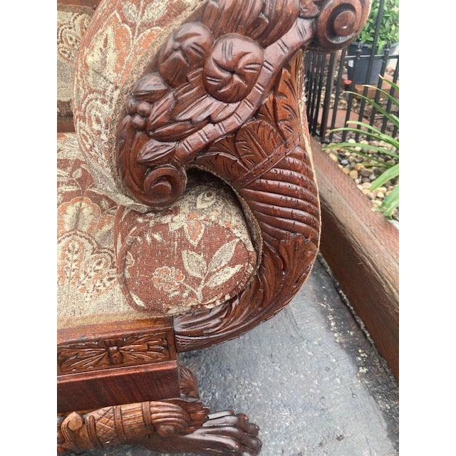 1875 Victorian Couch Made in the Us Hand Carved Walnut For Sale - Image 9 of 12